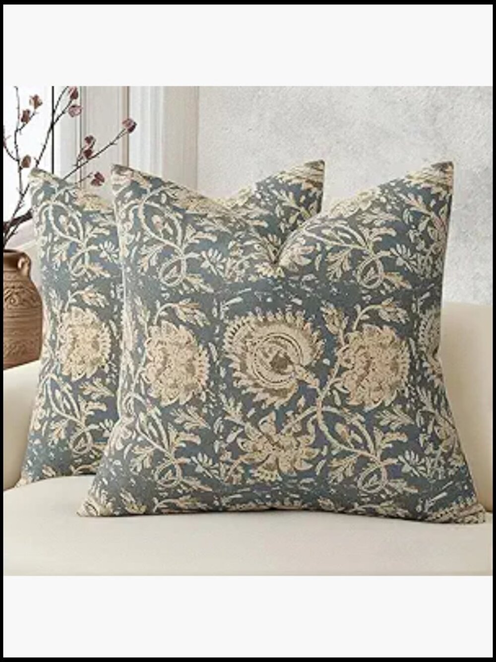 20x20 Set of 2 Floral Print Throw Pillow Covers 90%Cotton 10%Polyester